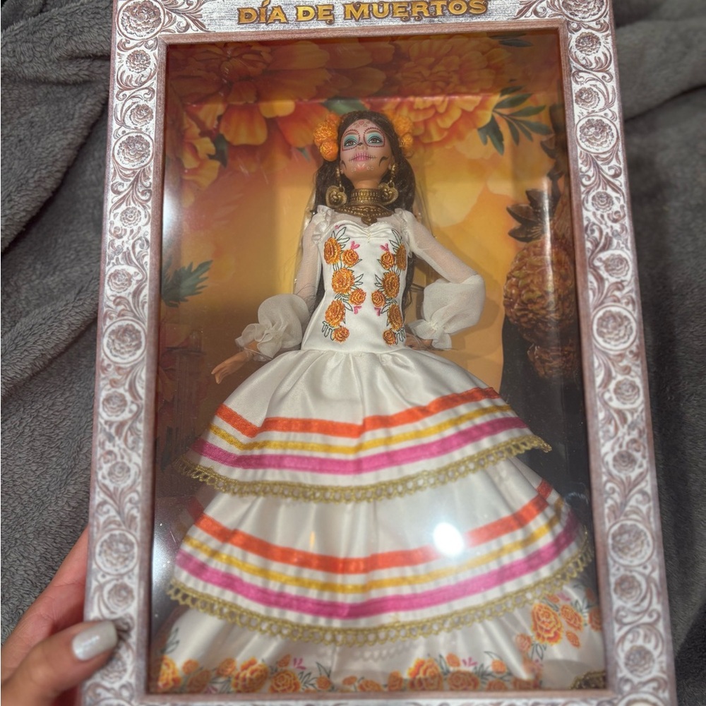 Mattel Dia de Muertos Doll with White and Orange Dress